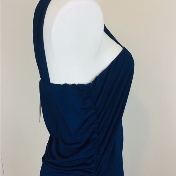 NWT Fashion Nova Tessa Ruched Midi Dress Navy One Shoulder Size 1X - Picture 11 of 12